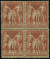 ** N°70 40c Rouge-orange, Bloc De 4 Signé Brun - TB - 1876-1878 Sage (Type I)