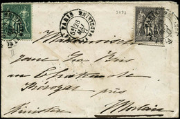 Lettre N°76 Et 77  Les 2 Val S/lettre De Paris Pour Morlaix, Ambulant Et Cachet D'arrivée Au Verso - TB - 1876-1878 Sage (Tipo I)