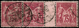 Oblit. N°81 75c Rose, Bande De 3 Interpanneau - TB - 1876-1878 Sage (Type I)