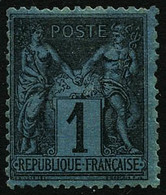 * N°84 1c Noir S/bleu De Prusse, Signé JF Brun - TB - 1876-1878 Sage (Type I)