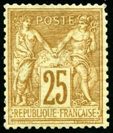 ** N°92 25c Bistre S/jaune, Pièce De Luxe - TB - 1876-1878 Sage (Tipo I)