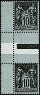 ** N°103b 10c Noir S/lilas, Paire Verticale Interpanneau Type I Tenant à Type II - TB - 1876-1878 Sage (Tipo I)