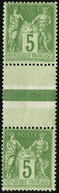 ** N°106a 5c Vert-jaune, Les 2 Types Se Tenant - TB - 1876-1878 Sage (Tipo I)