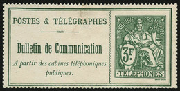 (*) N°30 3F Vert, Infime Irrégularité D'épaisseur De Papier, RARE - B - Telegraph And Telephone