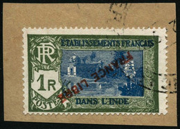 Oblit./fragment N°147a 1r Vert Foncé Et Outremer, Surcharge Renversée - TB - Altri & Non Classificati