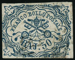 Oblit. N°10 50b Bleu - B - Estados Pontificados