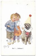 Illustrateur K FEIERTAG - Rie ! Paillasse ! Chien Déguisé En Clown Avec ENFANTS - Feiertag, Karl