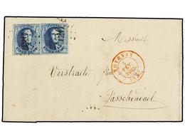 48 BELGICA. Of.7 (2). 1853. TOURNAY To PASSCHENDAEL. Entire Letter Franked With Pair Of <B>20 Cts.</B> Blue (one Short M - Andere & Zonder Classificatie