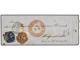 53 BELGICA. Of.7, 8. 1855. BRUXELLES To BRUNSWICK (Germany). Envelope Franked With <B>20 Cts.</B> Blue And<B> 40 Cts.</B - Andere & Zonder Classificatie