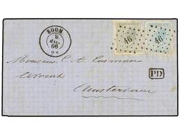 64 BELGICA. Of.17, 18. 1866. BOOM To AMSTERDAM. Folded Letter Franked With <B>10 Cts.</B> Grey And <B>20 Cts.</B> Blue,  - Autres & Non Classés
