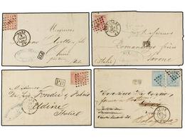 70 BELGICA. 1866-68. Seven Covers To ITALY With <B>40 Cts.</B> (3), <B>20+20 Cts.</B> And <B>10+30 Cts.</B> (3) Franking - Sonstige & Ohne Zuordnung