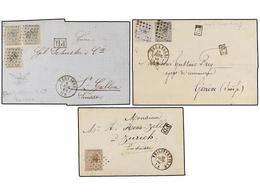 71 BELGICA. 1866-69. THREE Covers To SWITZERLAND With <B>30 Cts.</B>, <B>10+20 Cts.</B> And <B>10+10+10 Cts.</B> Frankin - Sonstige & Ohne Zuordnung