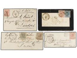 72 BELGICA. 1866-69. FOUR Covers To GREAT BRITAIN And IRELAND With <B>10+30 Cts., 20+40</B> <B>cts.</B> And <B>40 Cts.</ - Andere & Zonder Classificatie
