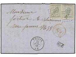 85 BELGICA. Of.17 (2). 1868. THULIN To VELENCIENNES (France). Entire Letter Franked With Two <B>10 Cts.</B> Grey Stamps. - Andere & Zonder Classificatie