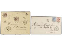 88 BELGICA. 1868-69. TWO Covers To FRANCE <B>30+30 Cts.</B> And <B>20+40 Cts.</B> Frankings. <B>DOUBLE WEIGHT</B> Covers - Sonstige & Ohne Zuordnung