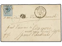 90 BELGICA. Of.18. 1869. OSTENDE To CRACOVIE (Poland). Envelope Franked With <B>20 Cts.</B> Blue Stamp. Reduced Rate (pr - Sonstige & Ohne Zuordnung