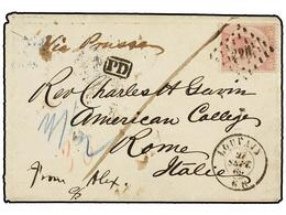 91 BELGICA. Of.20. 1869. LOUVAIN To ROME (Italy). Envelope Franked With <B>40 Cts.</B> Rose Stamp. Endorsed <I>'Via Prus - Autres & Non Classés