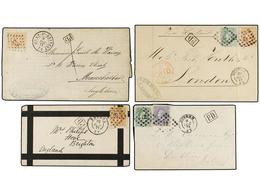 97 BELGICA. 1871-84. SEVEN Covers To GREAT BRITAIN With <B>25 Cts.</B> (2), <B>5 + 20 Cts.</B>, <B>30 Cts.</B> (2), <B>1 - Autres & Non Classés