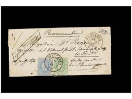 114 BELGICA. Of.30, 31. 1874. WETTEREN To GAND. Folded Letter Franked With <B>10 Cts.</B> Green And <B>20 Cts.</B> Blue. - Andere & Zonder Classificatie