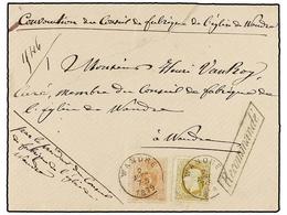 130 BELGICA. Of.28, 32. 1879. WANDRE Internal Mail. Envelope Franked With <B>5 Cts.</B> Orange And <B>25 Cts.</B> Olive  - Autres & Non Classés