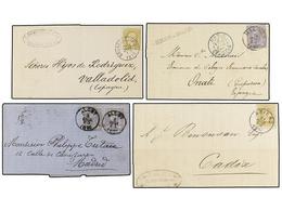 133 BELGICA. 1879-1886. FOUR Covers To SPAIN With <B>25 Cts.</B> (3) And <B>25 + 25 Cts.</B> Frankings. - Autres & Non Classés