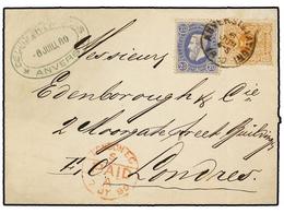 134 BELGICA. Of.28, 31. 1880. ANVERS To LONDON. Folded Letter Franked With <B>5 Cts.</B> Ocre And <B>20 Cts.</B> Blue St - Autres & Non Classés