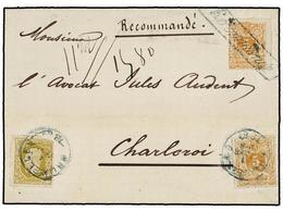 138 BELGICA. Of.28 (2), 32. 1881. ANVERS To CHARLEROI. Folded Letter Franked With Two <B>5 Cts.</B> Orange And <B>25 Cts - Altri & Non Classificati