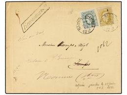 143 BELGICA. Of.30, 32. 1882. NAMUR To TAMPLES And Redirected To NAMUR. Envelope Franked With <B>10 Cts. </B>green And < - Andere & Zonder Classificatie