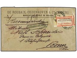 145 BELGICA. Of.32 (2). 1882. ANVERS To BONN (Germany). Envelope Franked With Two <B>25 Cts.</B> Olive Stamps, Tied By B - Sonstige & Ohne Zuordnung