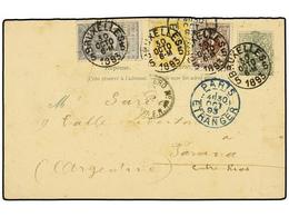 148 BELGICA. Of.53/55. 1883. BRUXELLES To PARANA (Argentina). <B>5 Cts.</B> Green Postal Stationery Card Uprated With <B - Sonstige & Ohne Zuordnung