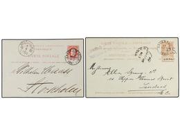 150 BELGICA. 1883-99. TWO Postal Stationery Card With <B>P.S.</B> And <B>H.A.</B> Perfins. - Sonstige & Ohne Zuordnung
