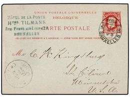 151 BELGICA. 1884. BRUXELLES To USA. <B>10 Cts.</B> Red Postal Stationery Card Tied By Oval <B>1884/5 BRUXELLES 5</B> Ca - Autres & Non Classés