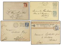 156 BELGICA. 1881-1911. FOUR Covers And Cards To GREECE Diverse Frankings. - Other & Unclassified