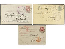 160 BELGICA. 1887-1901. THREE Postal Stationery Cards To GUATEMALA. - Altri & Non Classificati