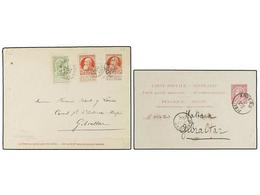 178 BELGICA. 1892-1907. Cover And Card To GIBRALTAR. - Altri & Non Classificati