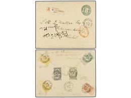 185 BELGICA. Of.52, 54 (2), 56, 57, 59. 1893. BRUXELLES To NATAL (South Africa). <B>10 Cts.</B> Green Postal Stationery  - Altri & Non Classificati