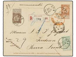 186 BELGICA. Of.56, 61. 1893. SPA To FREETOWN (Sierra Leone). <B>10 Cts.</B> Red-brown Postal Stationery Envelope Uprate - Other & Unclassified