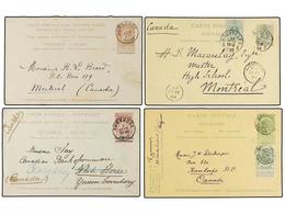 198 BELGICA. 1893-1909. FOUR Postal Stationery Cards To CANADA. - Other & Unclassified