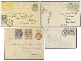 202 BELGICA. 1894-1904. FOUR Covers, Postcards And Postal Stationeries Sent To AUSTRALIA. - Other & Unclassified
