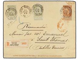 207 BELGICA. Of.59 (2). 1895. LIEGE To SAINT THOMAS (Danish West Indies). <B>10 Cts.</B> Red-brown Postal Stationery Env - Andere & Zonder Classificatie