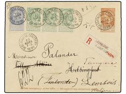 209 BELGICA. Of.56 (3), 60. 1896. GAND To FINLAND. <B>10 Cts.</B> Red-brown Postal Stationery Envelope Uprated With Thre - Other & Unclassified