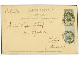 213 BELGICA. Of.83. 1896. ANVERS To COLON (Panama). <B>5 Cts.</B> Green Postal Stationery Card Uprated With <B>5 Cts.</B - Andere & Zonder Classificatie