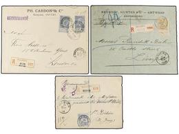 215 BELGICA. 1896-1903. SEVEN Registered Covers To GREAT BRITAIN. Diverse Frankings. - Andere & Zonder Classificatie