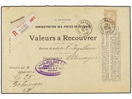 221 BELGICA. Of.62. 1897. ANVERS To GERMANY. Envelope <B>VALEURS A RECOUVRER</B> Franked With <B>50 Cts.</B> Bister, Sen - Autres & Non Classés