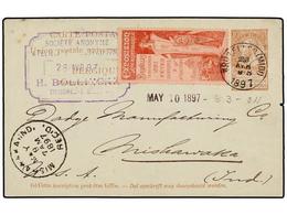 222 BELGICA. 1897. BRUXELLES To USA. <B>10 Cts.</B> Red Brown Postal Stationery Card With Red <B>EXPOSITION INTERNATIONA - Sonstige & Ohne Zuordnung