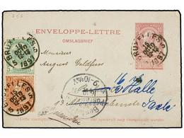 223 BELGICA. 1897. BRUXELLES To GERMANY. <B>10 Cts.</B> Rose <B>ENVELOPPE-LETTRE</B> Uprated With <B>5 Cts.</B> And <B>1 - Autres & Non Classés