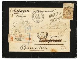 232 BELGICA. Of.62. 1898. BRUXELLES To SPAIN. Envelope Franked With <B>50 Cts. </B>bister Stamp, Sent Registered. Redire - Other & Unclassified