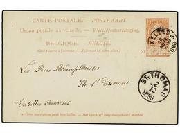 235 BELGICA. 1898. BRUXELLES To ST. THOMAS (Danish West Indies). <B>10 Cts.</B> Red Brown Postal Stationery Card, Arriva - Sonstige & Ohne Zuordnung