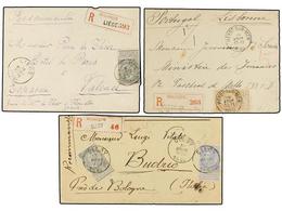 238 BELGICA. 1898-1903. THREE Registered Covers To ITALY, SPAIN And PORTUGAL. Diverse Frankings. - Sonstige & Ohne Zuordnung