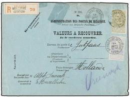 241 BELGICA. Of.59, 60. 1899. MAIRELBEKE To HOLLAND. Envelope <B>VALEURS A RECOUVRER</B> Franked With <B>20 Cts. </B>gre - Altri & Non Classificati